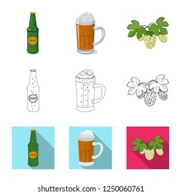 Isolated object of pub and bar sign. Collection of pub and interior symbol for web.