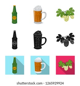 Isolated object of pub and bar sign. Collection of pub and interior stock symbol for web.