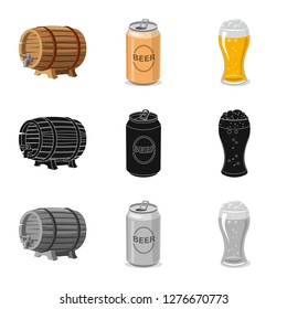 Isolated object of pub and bar sign. Set of pub and interior stock symbol for web.