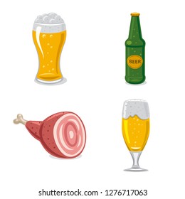 Isolated object of pub and bar sign. Set of pub and interior stock symbol for web.