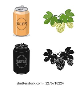 Isolated object of pub and bar sign. Set of pub and interior stock symbol for web.