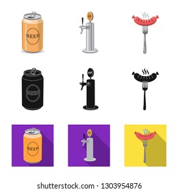Isolated object of pub and bar sign. Set of pub and interior vector icon for stock.