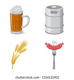 Isolated object of pub and bar sign. Set of pub and interior stock symbol for web.