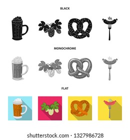 Isolated object of pub and bar sign. Set of pub and interior stock vector illustration.