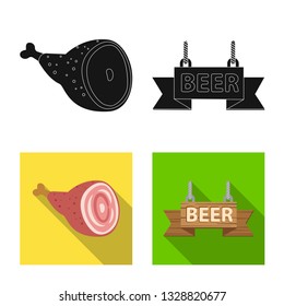 Isolated object of pub and bar sign. Collection of pub and interior stock symbol for web.