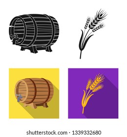 Isolated object of pub and bar sign. Set of pub and interior stock symbol for web.