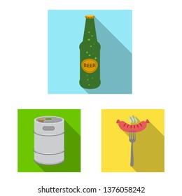 Isolated object of pub and bar sign. Set of pub and interior stock vector illustration.