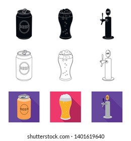 Isolated object of pub and bar sign. Collection of pub and interior stock symbol for web.