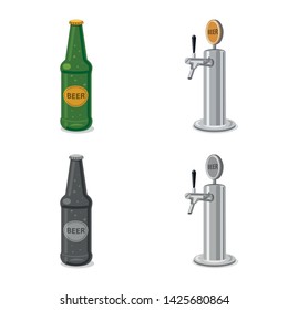 Isolated object of pub and bar sign. Collection of pub and interior vector icon for stock.