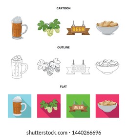 Isolated object of pub and bar sign. Set of pub and interior vector icon for stock.