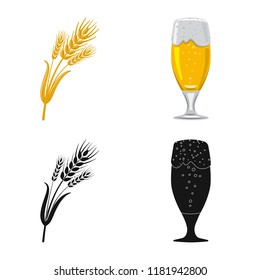 Isolated object of pub and bar symbol. Set of pub and interior stock vector illustration.