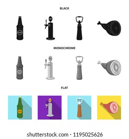 Isolated object of pub and bar symbol. Collection of pub and interior stock vector illustration.