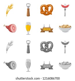 Isolated object of pub and bar symbol. Set of pub and interior stock vector illustration.