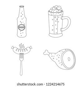 Isolated object of pub and bar symbol. Collection of pub and interior stock vector illustration.
