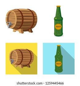 Isolated object of pub and bar symbol. Collection of pub and interior stock vector illustration.