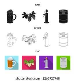 Isolated object of pub and bar symbol. Set of pub and interior stock vector illustration.