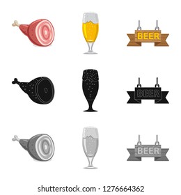 Isolated object of pub and bar symbol. Set of pub and interior stock vector illustration.