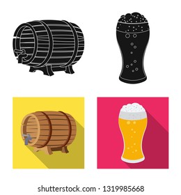 Isolated object of pub and bar symbol. Collection of pub and interior stock vector illustration.