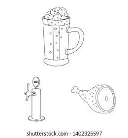Isolated object of pub and bar symbol. Collection of pub and interior stock symbol for web.