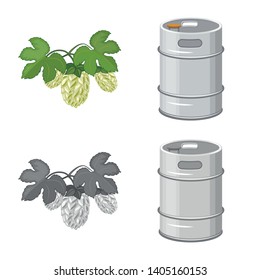 Isolated object of pub and bar symbol. Collection of pub and interior stock vector illustration.