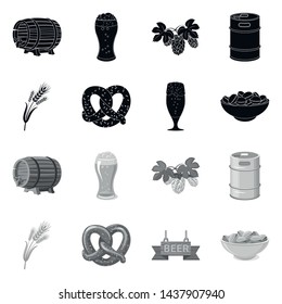 Isolated object of pub and bar symbol. Collection of pub and interior stock symbol for web.