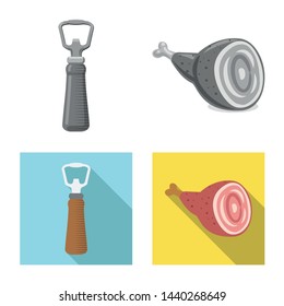 Isolated object of pub and bar symbol. Collection of pub and interior stock symbol for web.