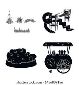 Isolated object of public relaxation icons. Collection of public and park vector icon for stock.