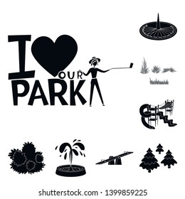 Isolated object of public and relaxation logo. Set of public and park stock vector illustration.
