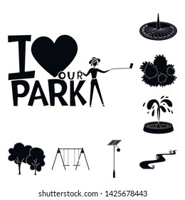 Isolated object of public and relaxation sign. Set of public and park stock vector illustration.