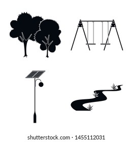 Isolated object of public and relaxation symbol. Set of public and park stock vector illustration.