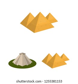 Isolated object of pyramid and egypt sign. Set of pyramid and egypt stock symbol for web.