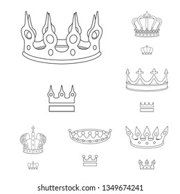 Isolated object of queen and heraldic icon. Set of queen and vip stock symbol for web.