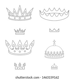 Isolated object of queen and heraldic icon. Set of queen and vip stock vector illustration.