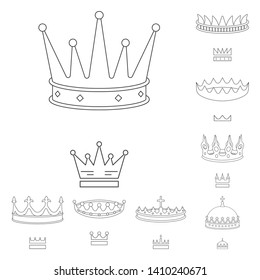 Isolated object of queen and heraldic logo. Collection of queen and vip stock vector illustration.
