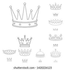 Isolated object of queen and heraldic logo. Collection of queen and vip vector icon for stock.