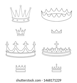 Isolated object of queen and heraldic logo. Set of queen and vip stock symbol for web.