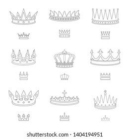 Isolated object of queen and heraldic sign. Collection of queen and vip stock vector illustration.