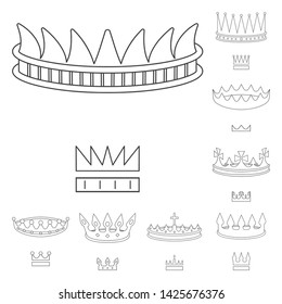 Isolated object of queen and heraldic symbol. Set of queen and vip stock vector illustration.