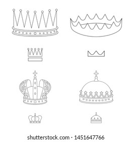 Isolated object of queen and heraldic symbol. Set of queen and vip vector icon for stock.