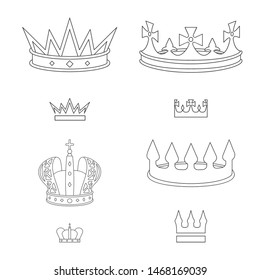 Isolated object of queen and heraldic symbol. Set of queen and vip stock symbol for web.