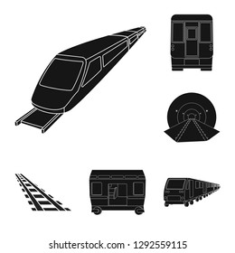 Isolated object of railroad and train icon. Collection of railroad and way stock vector illustration.