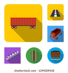Isolated object of railroad and train icon. Set of railroad and way vector icon for stock.