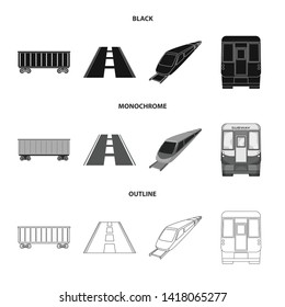 Isolated object of railroad and train icon. Collection of railroad and way stock vector illustration.