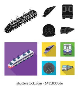 Isolated object of railroad and train icon. Collection of railroad and way vector icon for stock.