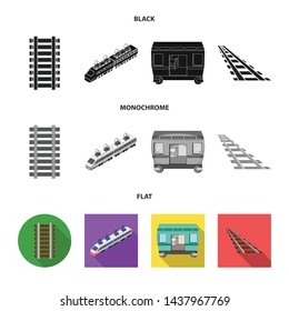 Isolated object of railroad and train icon. Set of railroad and way stock vector illustration.