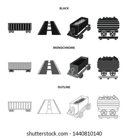 Isolated object of railroad and train icon. Set of railroad and way stock symbol for web.
