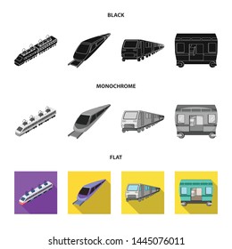 Isolated object of railroad and train icon. Set of railroad and way vector icon for stock.