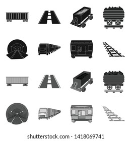 Isolated object of railroad and train logo. Collection of railroad and way stock symbol for web.