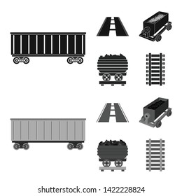 Isolated object of railroad and train logo. Set of railroad and way vector icon for stock.