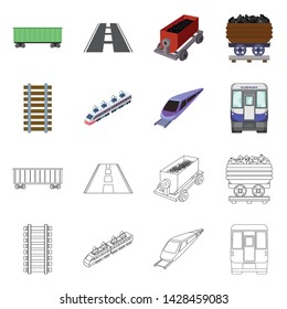 Isolated object of railroad and train logo. Collection of railroad and way stock symbol for web.